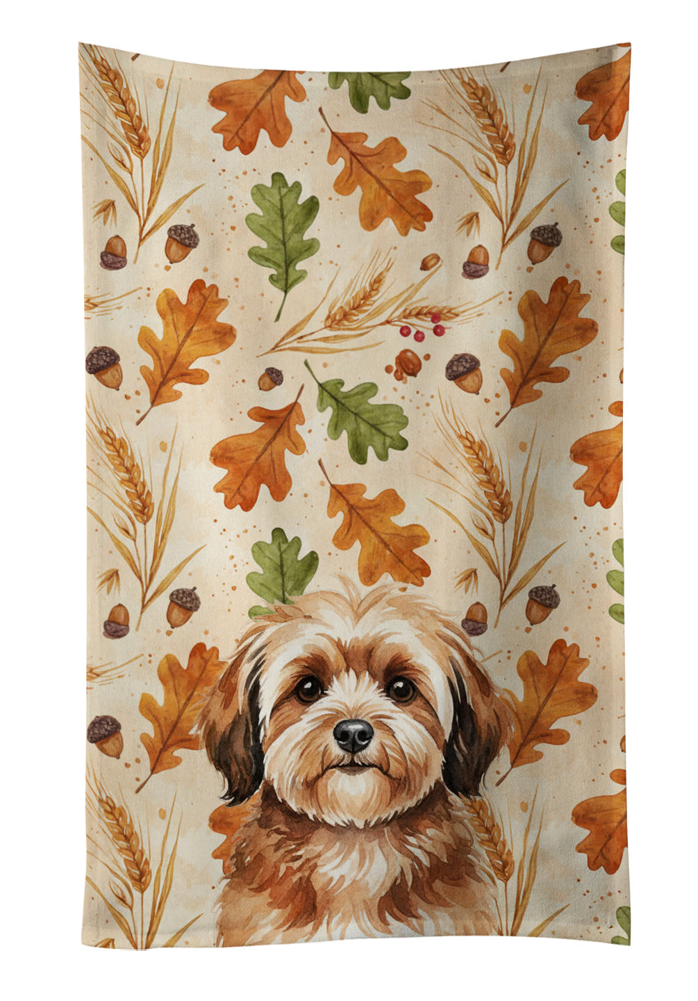 Sable Havanese Heirloom Fall Kitchen Towel Velour Plush Front and Cotton Loop Back Machine Washable