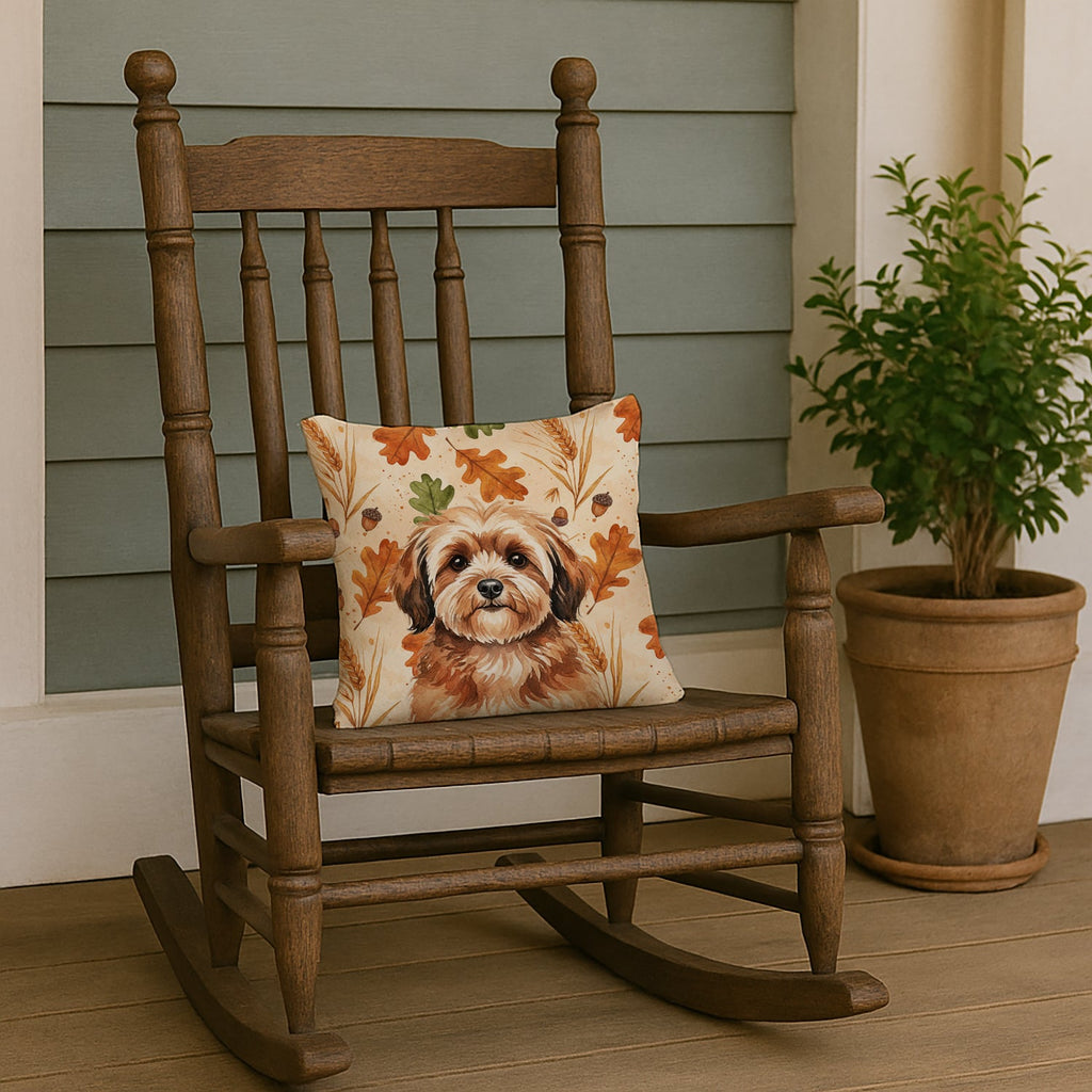 Sable Havanese Heirloom Fall Decorative Throw Pillow 14x14 Indoor Outdoor Accent Cushion, Fabric Cover with Insert for Sofa, Bed, Porch & Living Room