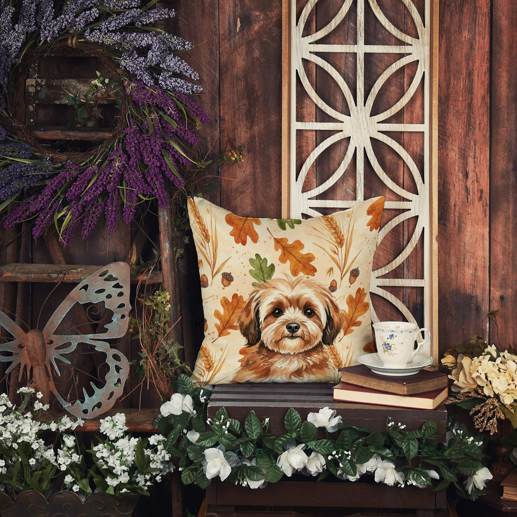 Sable Havanese Heirloom Fall Decorative Throw Pillow 14x14 Indoor Outdoor Accent Cushion, Fabric Cover with Insert for Sofa, Bed, Porch & Living Room
