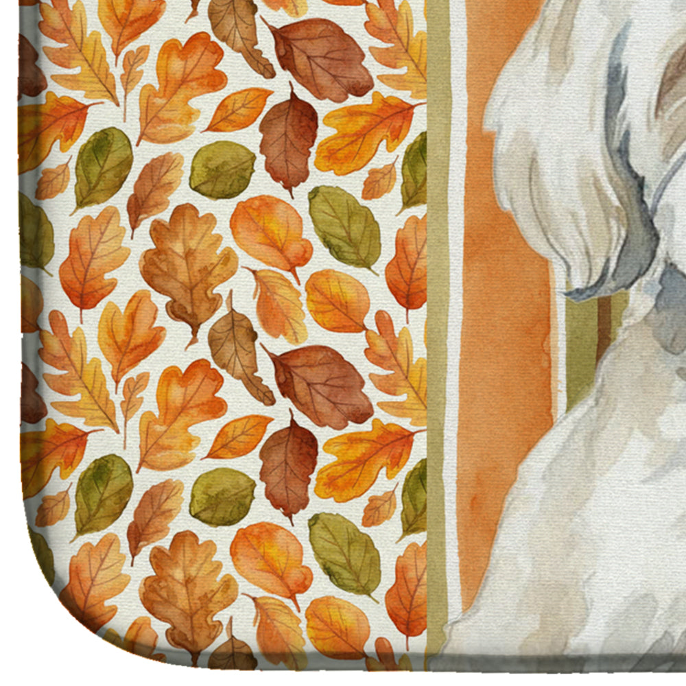 White Havanese Heirloom Fall Dish Drying Mat Absorbent Dish Drying Mat Pad for Kitchen Counter Dish Drainer Mat for Countertop, 14 x 21", Multicolor