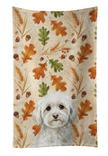 White Havanese Heirloom Fall Kitchen Towel Velour Plush Front and Cotton Loop Back Machine Washable