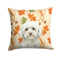 White Havanese Heirloom Fall Decorative Throw Pillow 14x14 Indoor Outdoor Accent Cushion, Fabric Cover with Insert for Sofa, Bed, Porch & Living Room