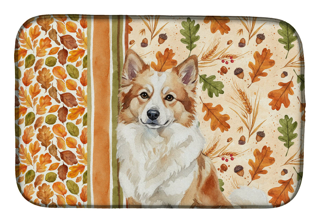Tan Icelandic Sheepdog Heirloom Fall Dish Drying Mat Absorbent Dish Drying Mat Pad for Kitchen Counter Dish Drainer Mat for Countertop, 14 x 21", Multicolor