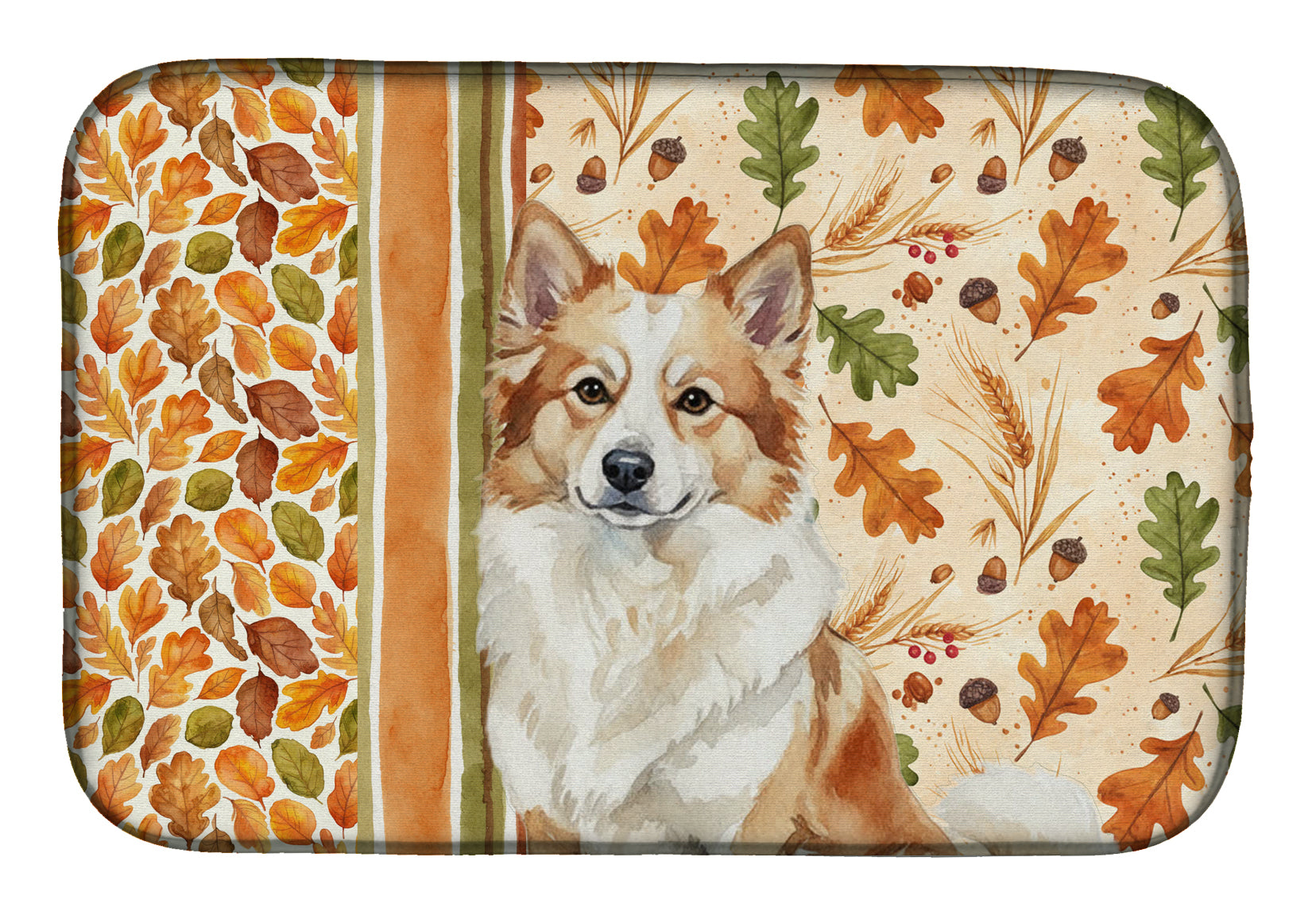 Tan Icelandic Sheepdog Heirloom Fall Dish Drying Mat Absorbent Dish Drying Mat Pad for Kitchen Counter Dish Drainer Mat for Countertop, 14 x 21", Multicolor
