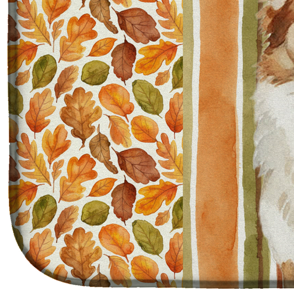 Tan Icelandic Sheepdog Heirloom Fall Dish Drying Mat Absorbent Dish Drying Mat Pad for Kitchen Counter Dish Drainer Mat for Countertop, 14 x 21", Multicolor
