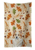 Tan Icelandic Sheepdog Heirloom Fall Kitchen Towel Velour Plush Front and Cotton Loop Back Machine Washable