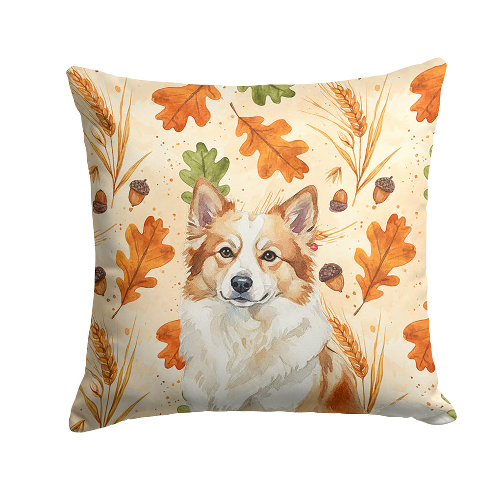 Tan Icelandic Sheepdog Heirloom Fall Decorative Throw Pillow 14x14 Indoor Outdoor Accent Cushion, Fabric Cover with Insert for Sofa, Bed, Porch & Living Room