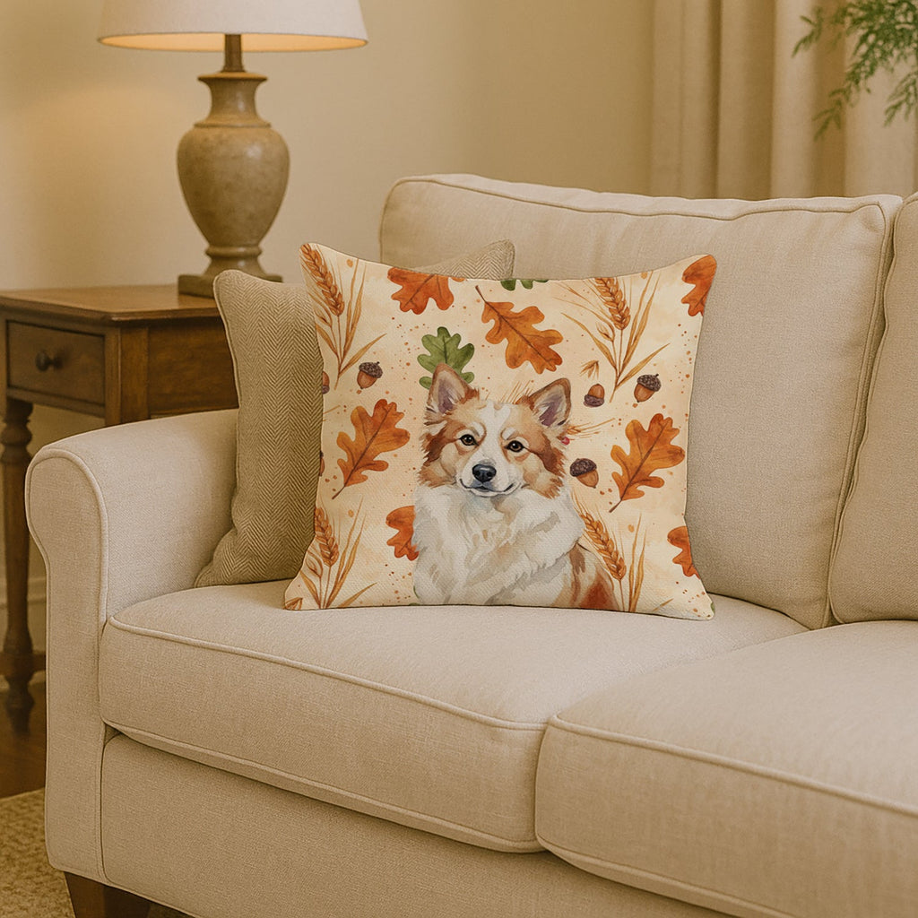 Tan Icelandic Sheepdog Heirloom Fall Decorative Throw Pillow 14x14 Indoor Outdoor Accent Cushion, Fabric Cover with Insert for Sofa, Bed, Porch & Living Room