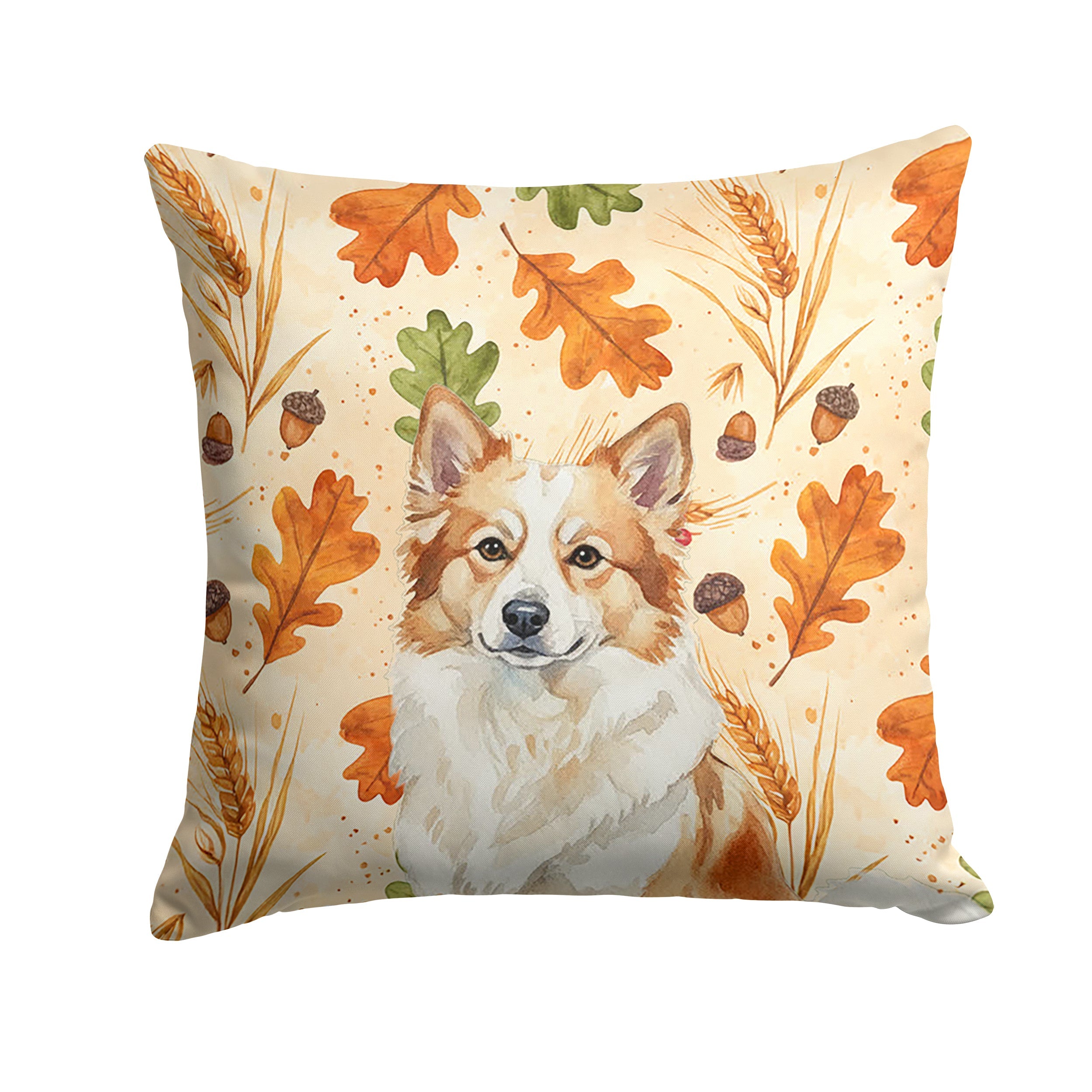 Tan Icelandic Sheepdog Heirloom Fall Decorative Throw Pillow 18x18 Indoor Outdoor Accent Cushion, Fabric Cover with Insert for Sofa, Bed, Porch & Living Room