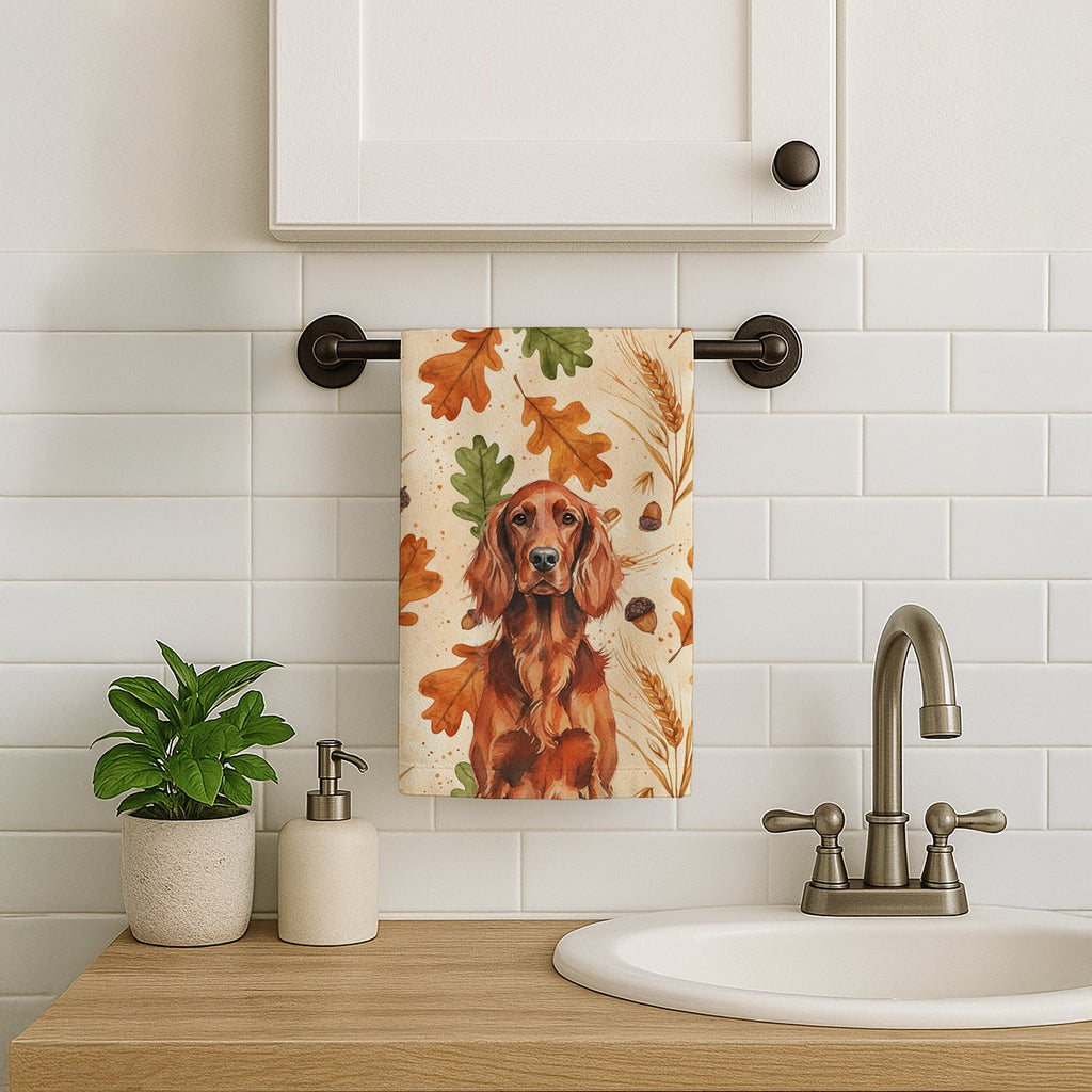 Irish Setter Heirloom Fall Kitchen Towel Velour Plush Front and Cotton Loop Back Machine Washable