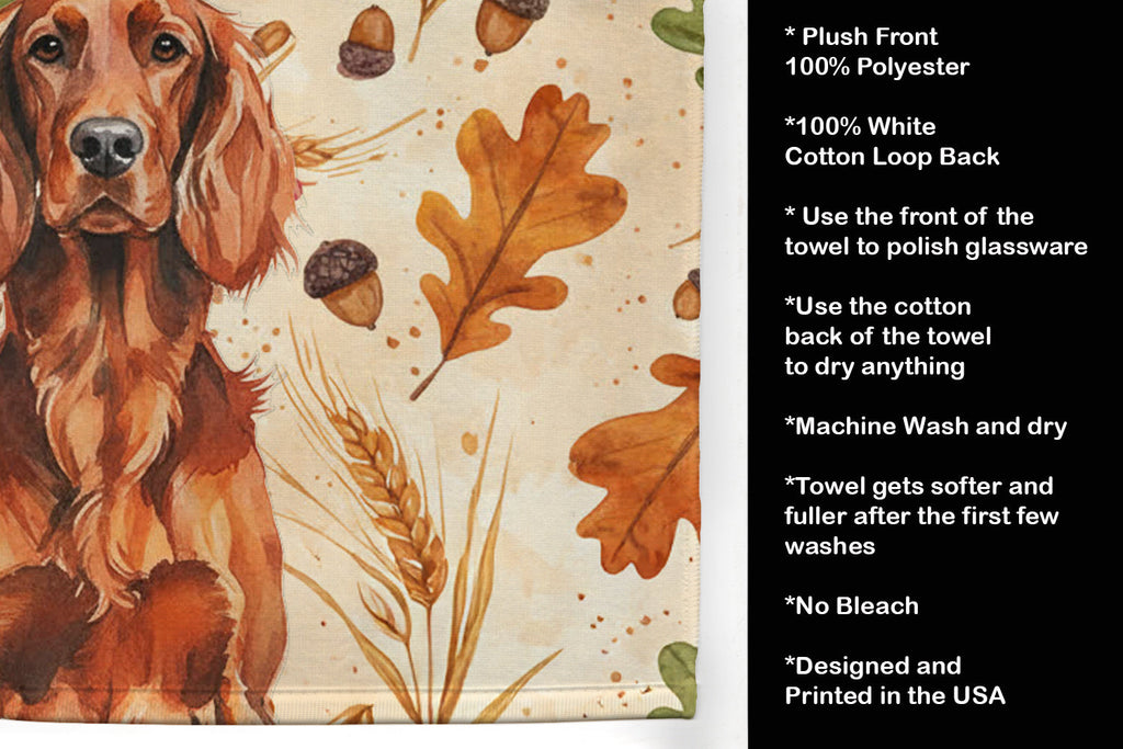 Irish Setter Heirloom Fall Kitchen Towel Velour Plush Front and Cotton Loop Back Machine Washable