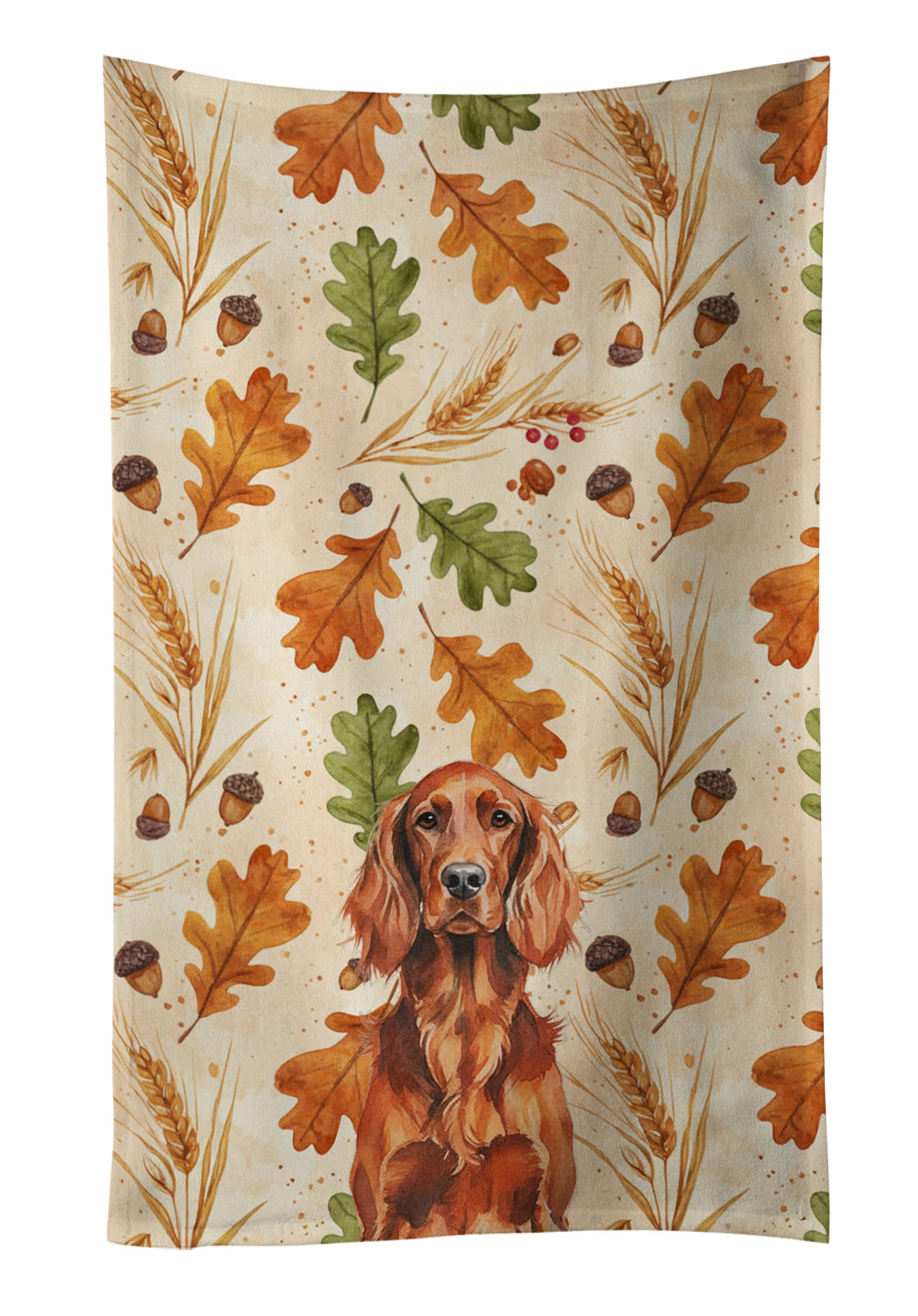 Irish Setter Heirloom Fall Kitchen Towel Velour Plush Front and Cotton Loop Back Machine Washable
