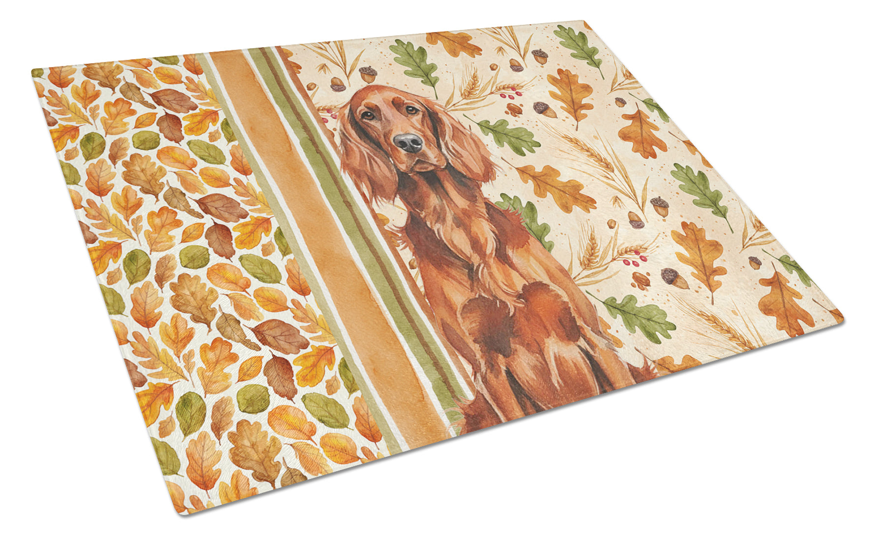 Irish Setter Heirloom Fall Cutting Board Tempered Glass Kitchen Cutting Surface, Heat Resistant Chopping, Non-Slip Feet, Food Prep & Serving