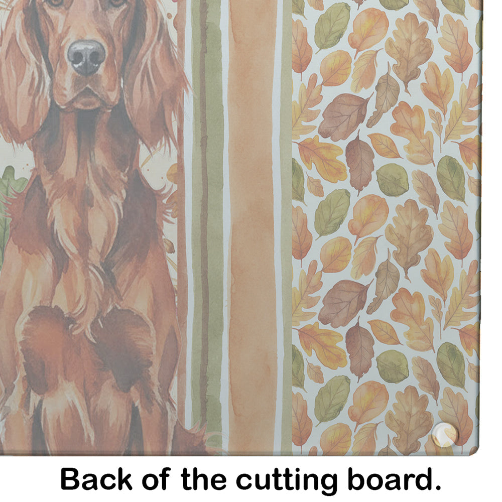 Irish Setter Heirloom Fall Cutting Board Tempered Glass Kitchen Cutting Surface, Heat Resistant Chopping, Non-Slip Feet, Food Prep & Serving