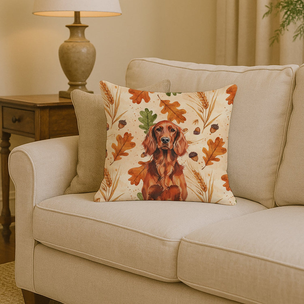 Irish Setter Heirloom Fall Decorative Throw Pillow 14x14 Indoor Outdoor Accent Cushion, Fabric Cover with Insert for Sofa, Bed, Porch & Living Room