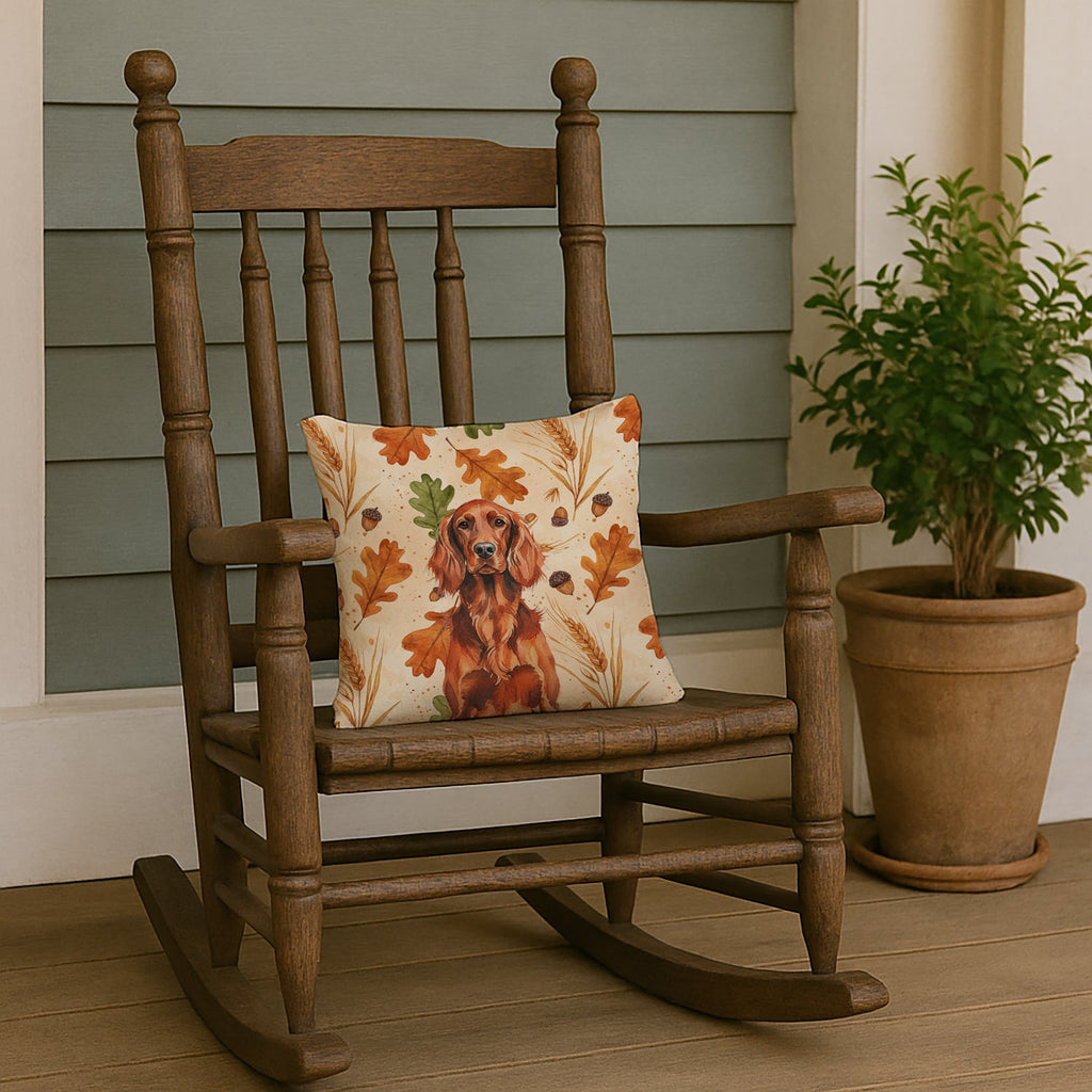 Irish Setter Heirloom Fall Decorative Throw Pillow 14x14 Indoor Outdoor Accent Cushion, Fabric Cover with Insert for Sofa, Bed, Porch & Living Room