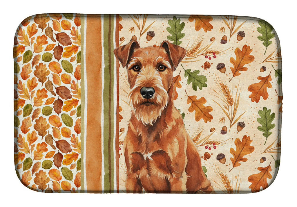 Irish Terrier Heirloom Fall Dish Drying Mat Absorbent Dish Drying Mat Pad for Kitchen Counter Dish Drainer Mat for Countertop, 14 x 21", Multicolor