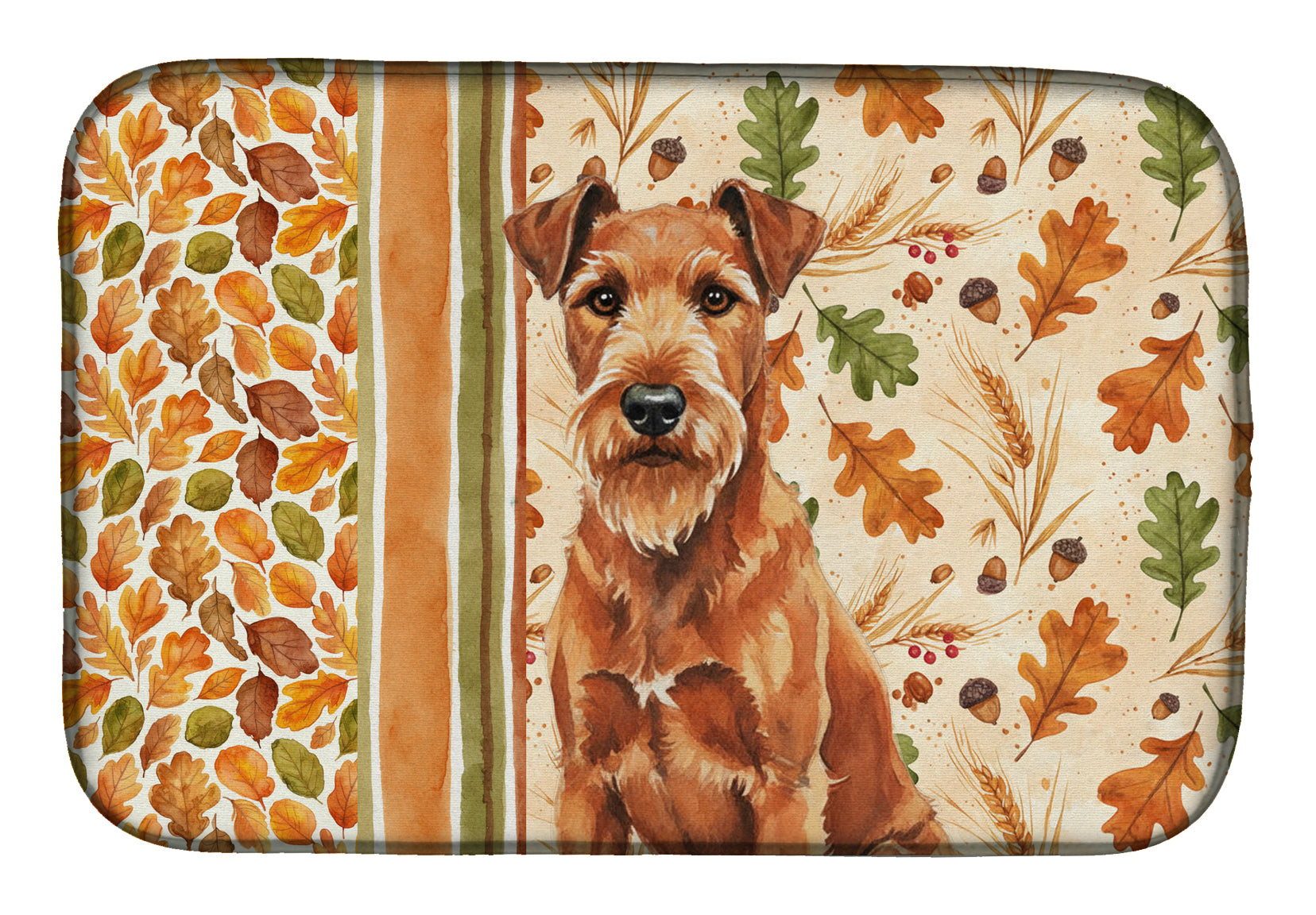Irish Terrier Heirloom Fall Dish Drying Mat Absorbent Dish Drying Mat Pad for Kitchen Counter Dish Drainer Mat for Countertop, 14 x 21", Multicolor