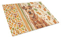 Irish Terrier Heirloom Fall Cutting Board Tempered Glass Kitchen Cutting Surface, Heat Resistant Chopping, Non-Slip Feet, Food Prep & Serving