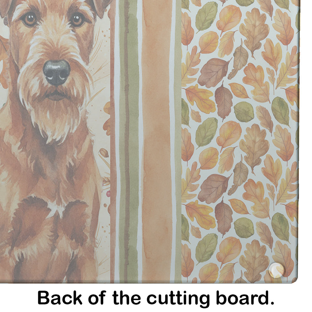 Irish Terrier Heirloom Fall Cutting Board Tempered Glass Kitchen Cutting Surface, Heat Resistant Chopping, Non-Slip Feet, Food Prep & Serving