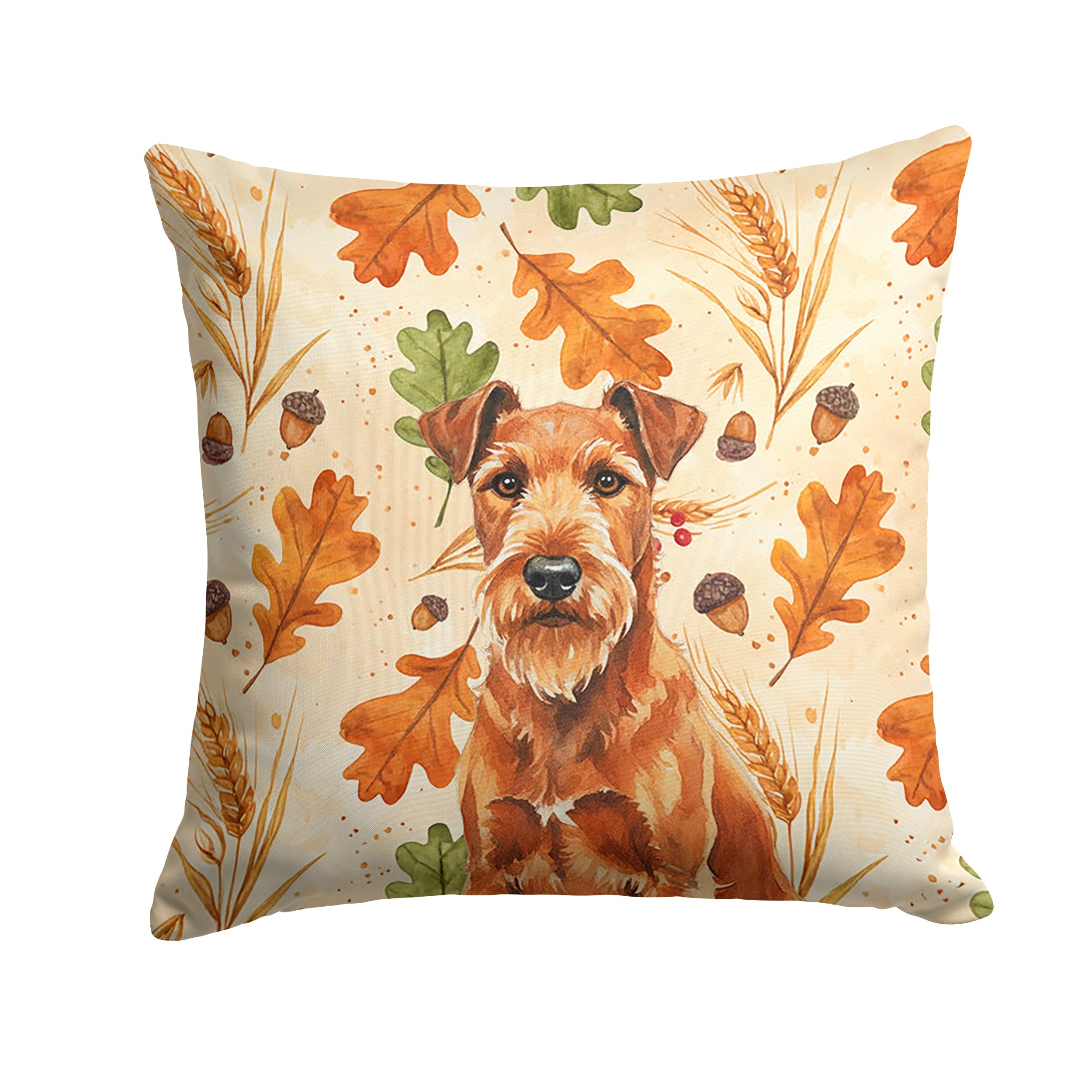 Irish Terrier Heirloom Fall Decorative Throw Pillow 14x14 Indoor Outdoor Accent Cushion, Fabric Cover with Insert for Sofa, Bed, Porch & Living Room