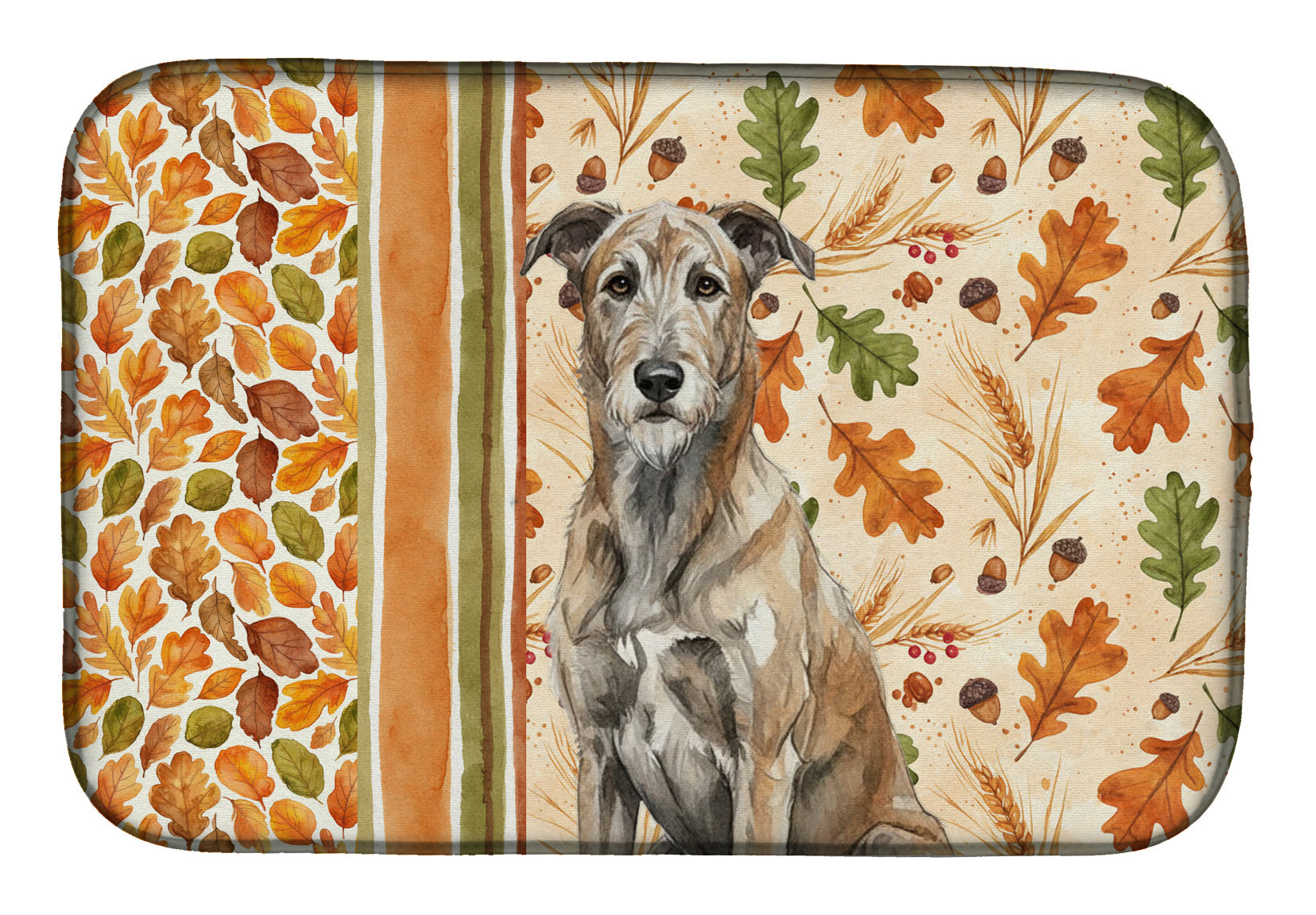 Brindle Irish Wolfhound Heirloom Fall Dish Drying Mat Absorbent Dish Drying Mat Pad for Kitchen Counter Dish Drainer Mat for Countertop, 14 x 21", Multicolor