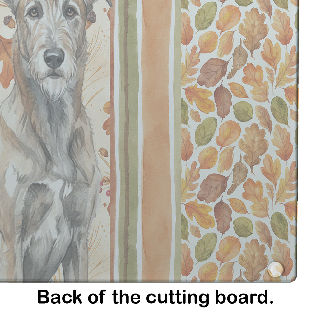 Brindle Irish Wolfhound Heirloom Fall Cutting Board Tempered Glass Kitchen Cutting Surface, Heat Resistant Chopping, Non-Slip Feet, Food Prep & Serving