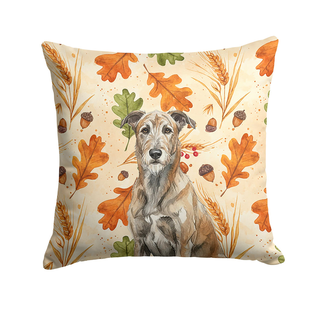 Brindle Irish Wolfhound Heirloom Fall Decorative Throw Pillow 14x14 Indoor Outdoor Accent Cushion, Fabric Cover with Insert for Sofa, Bed, Porch & Living Room