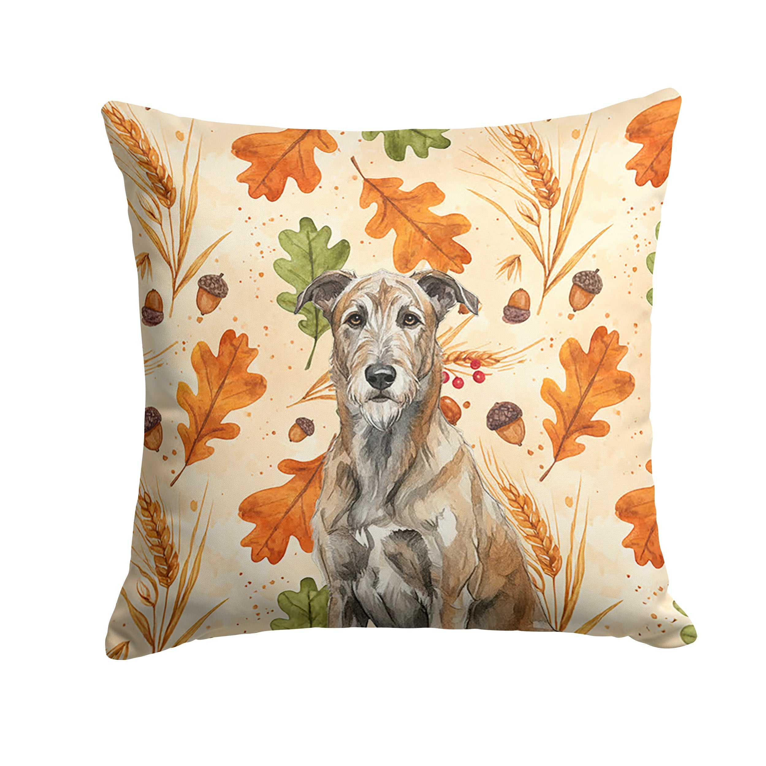 Brindle Irish Wolfhound Heirloom Fall Decorative Throw Pillow 18x18 Indoor Outdoor Accent Cushion, Fabric Cover with Insert for Sofa, Bed, Porch & Living Room