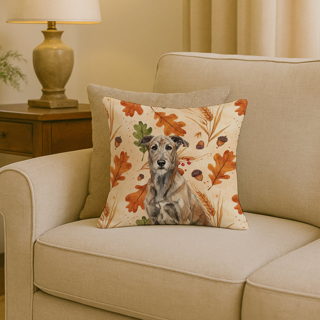Brindle Irish Wolfhound Heirloom Fall Decorative Throw Pillow 18x18 Indoor Outdoor Accent Cushion, Fabric Cover with Insert for Sofa, Bed, Porch & Living Room