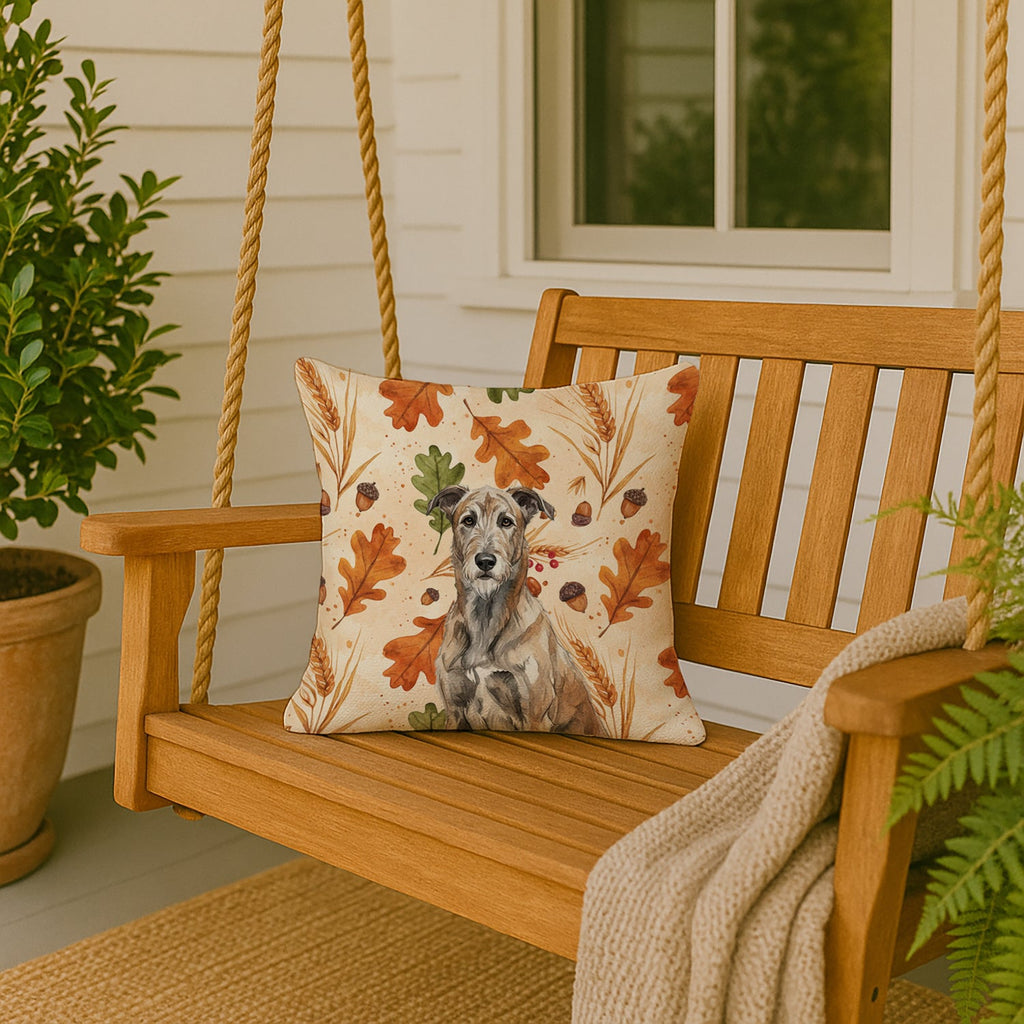 Brindle Irish Wolfhound Heirloom Fall Decorative Throw Pillow 18x18 Indoor Outdoor Accent Cushion, Fabric Cover with Insert for Sofa, Bed, Porch & Living Room