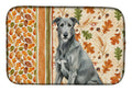Gray Irish Wolfhound Heirloom Fall Dish Drying Mat Absorbent Dish Drying Mat Pad for Kitchen Counter Dish Drainer Mat for Countertop, 14 x 21", Multicolor