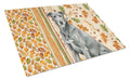 Gray Irish Wolfhound Heirloom Fall Cutting Board Tempered Glass Kitchen Cutting Surface, Heat Resistant Chopping, Non-Slip Feet, Food Prep & Serving