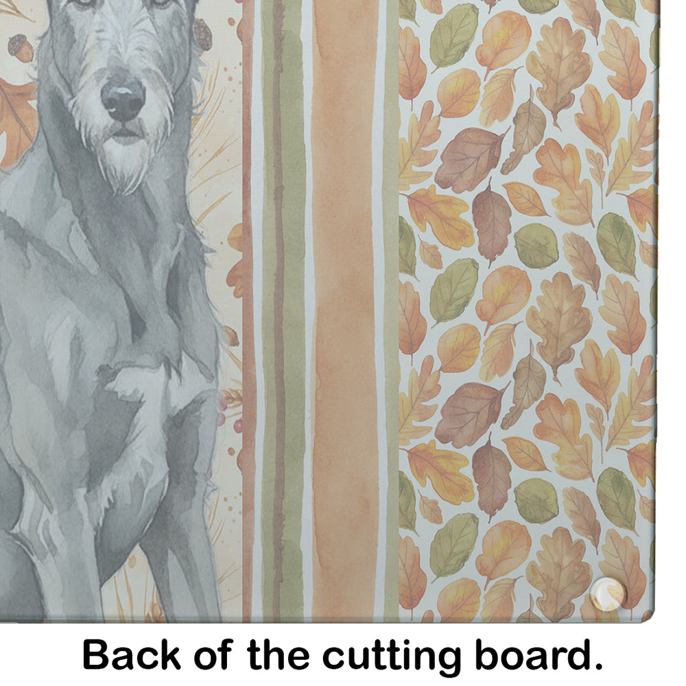 Gray Irish Wolfhound Heirloom Fall Cutting Board Tempered Glass Kitchen Cutting Surface, Heat Resistant Chopping, Non-Slip Feet, Food Prep & Serving