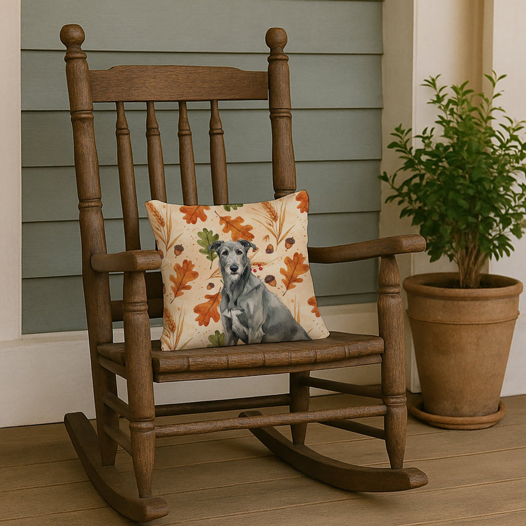Gray Irish Wolfhound Heirloom Fall Decorative Throw Pillow 14x14 Indoor Outdoor Accent Cushion, Fabric Cover with Insert for Sofa, Bed, Porch & Living Room