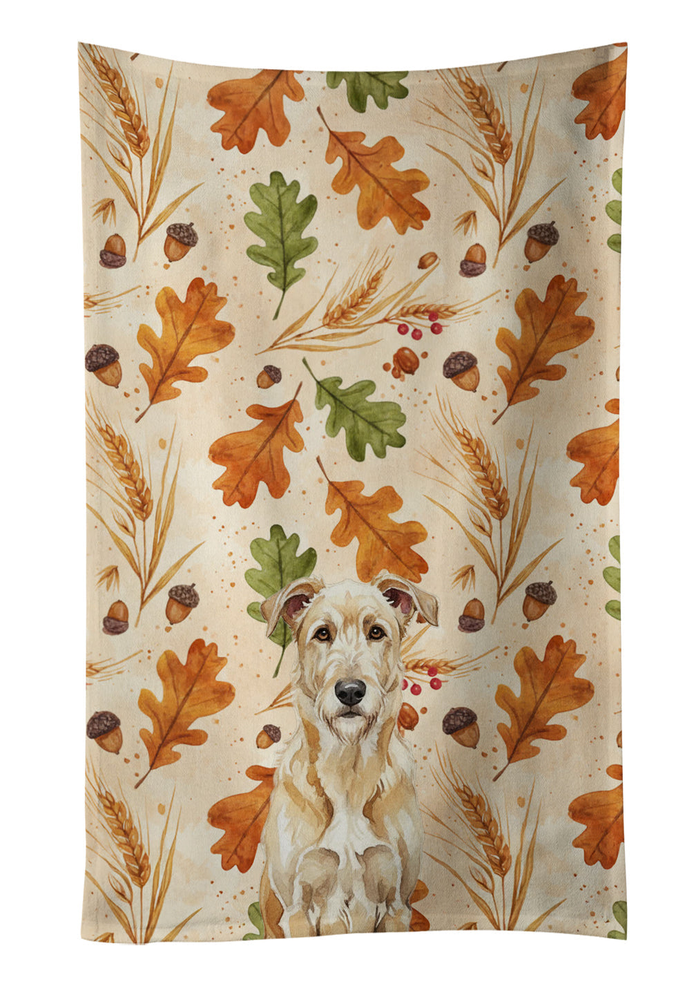 Wheaten Irish Wolfhound Heirloom Fall Kitchen Towel Velour Plush Front and Cotton Loop Back Machine Washable