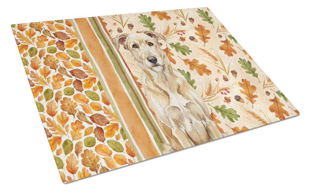 Wheaten Irish Wolfhound Heirloom Fall Cutting Board Tempered Glass Kitchen Cutting Surface, Heat Resistant Chopping, Non-Slip Feet, Food Prep & Serving