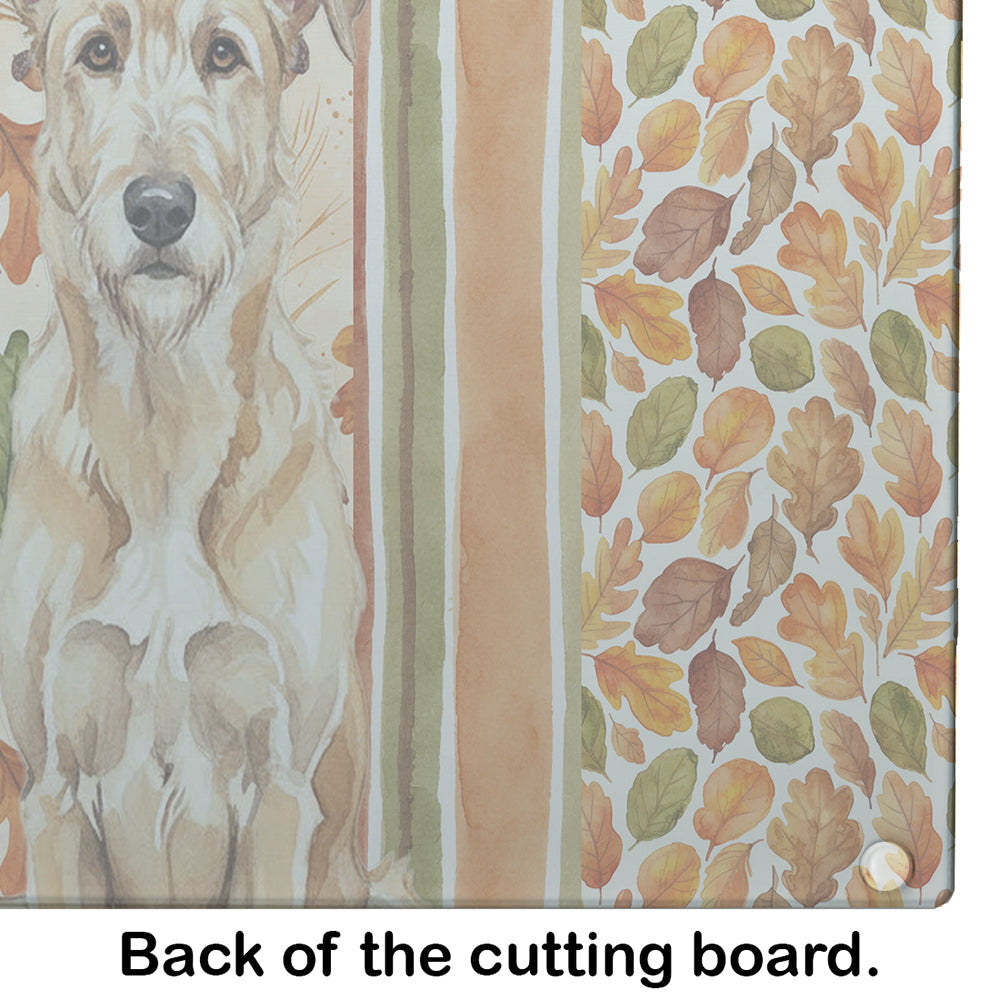 Wheaten Irish Wolfhound Heirloom Fall Cutting Board Tempered Glass Kitchen Cutting Surface, Heat Resistant Chopping, Non-Slip Feet, Food Prep & Serving