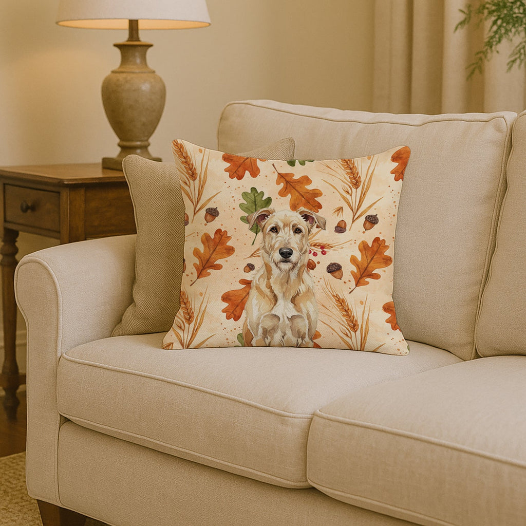 Wheaten Irish Wolfhound Heirloom Fall Decorative Throw Pillow 14x14 Indoor Outdoor Accent Cushion, Fabric Cover with Insert for Sofa, Bed, Porch & Living Room