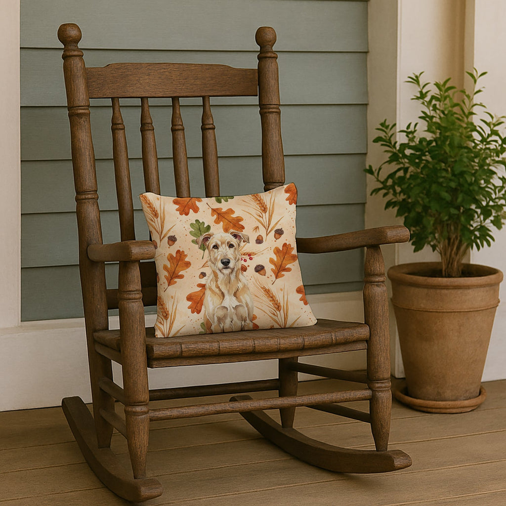 Wheaten Irish Wolfhound Heirloom Fall Decorative Throw Pillow 14x14 Indoor Outdoor Accent Cushion, Fabric Cover with Insert for Sofa, Bed, Porch & Living Room