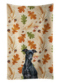 Black Italian Greyhound Heirloom Fall Kitchen Towel Velour Plush Front and Cotton Loop Back Machine Washable