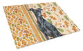 Black Italian Greyhound Heirloom Fall Cutting Board Tempered Glass Kitchen Cutting Surface, Heat Resistant Chopping, Non-Slip Feet, Food Prep & Serving