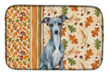 Blue Italian Greyhound Heirloom Fall Dish Drying Mat Absorbent Dish Drying Mat Pad for Kitchen Counter Dish Drainer Mat for Countertop, 14 x 21", Multicolor