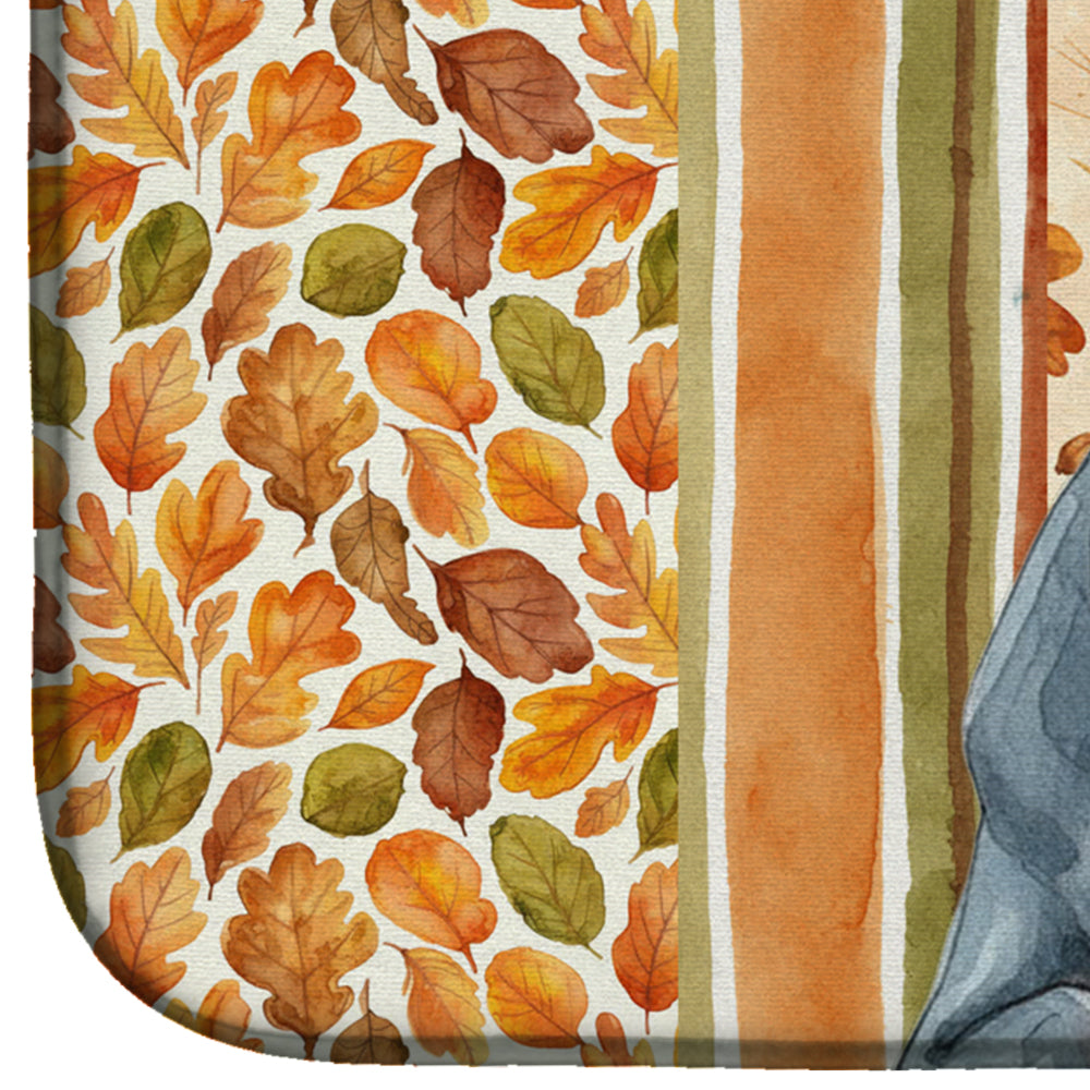 Blue Italian Greyhound Heirloom Fall Dish Drying Mat Absorbent Dish Drying Mat Pad for Kitchen Counter Dish Drainer Mat for Countertop, 14 x 21", Multicolor