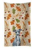 Blue Italian Greyhound Heirloom Fall Kitchen Towel Velour Plush Front and Cotton Loop Back Machine Washable