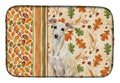 Cream Italian Greyhound Heirloom Fall Dish Drying Mat Absorbent Dish Drying Mat Pad for Kitchen Counter Dish Drainer Mat for Countertop, 14 x 21", Multicolor