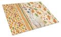 Cream Italian Greyhound Heirloom Fall Cutting Board Tempered Glass Kitchen Cutting Surface, Heat Resistant Chopping, Non-Slip Feet, Food Prep & Serving