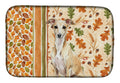 Fawn Italian Greyhound Heirloom Fall Dish Drying Mat Absorbent Dish Drying Mat Pad for Kitchen Counter Dish Drainer Mat for Countertop, 14 x 21", Multicolor