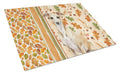 Fawn Italian Greyhound Heirloom Fall Cutting Board Tempered Glass Kitchen Cutting Surface, Heat Resistant Chopping, Non-Slip Feet, Food Prep & Serving