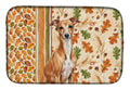 Red Italian Greyhound Heirloom Fall Dish Drying Mat Absorbent Dish Drying Mat Pad for Kitchen Counter Dish Drainer Mat for Countertop, 14 x 21", Multicolor